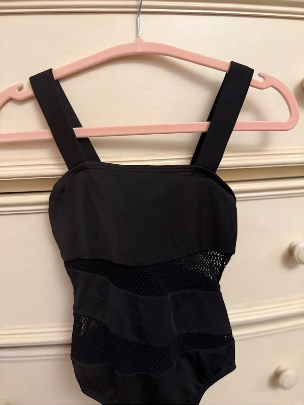 DKNY Black One-Piece Swimsuit with Mesh Insets - Picture 5 of 9